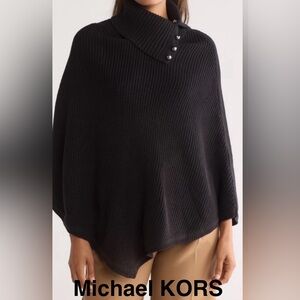 MICHAEL KORS Shaker Knit Turtkeneck with Button Detail - One Size - NEW